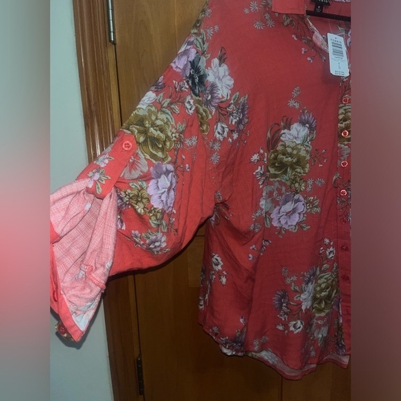 Torrid Linen Drop Shoulder Button-Front Shirt women large floral New with tags‌‌ - Picture 5 of 7
